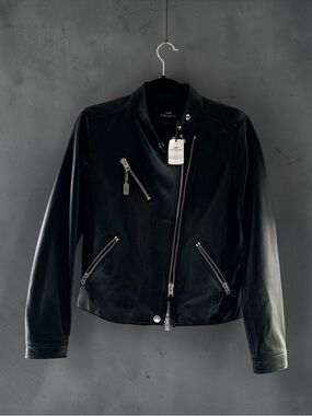 COACH Black Leather Moto Jacket Small Uptown Racer $895 Retail NWT Women’s